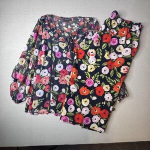 Lane Bryant Floral Blouse Pant Set Plus Size Valentine's Date Night Outfit 18/20